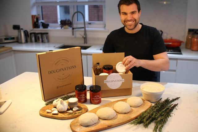 Alex Walker with his Doughnations home delivery vegan pizza kit business