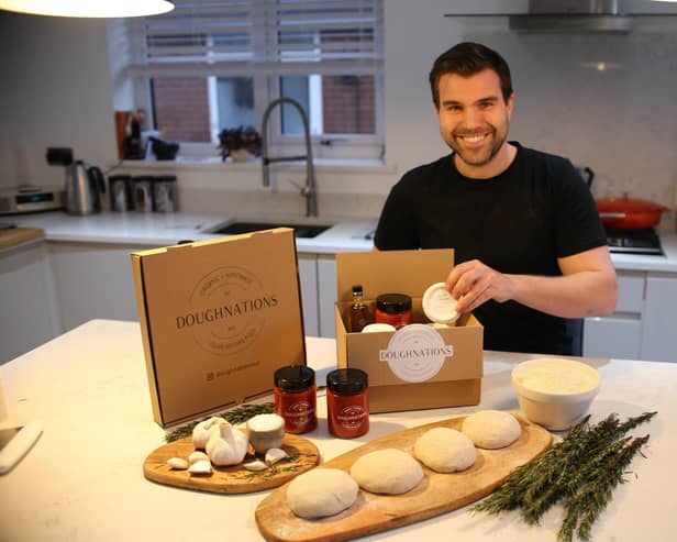 Alex Walker with his Doughnations home delivery vegan pizza kit business