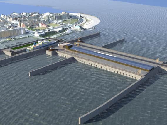 Artist's impression of scheme tidal energy scheme proposed for Fleetwood