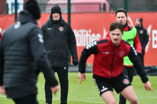 Simon Grayson overseeing his first Fleetwood Town training session on Tuesday