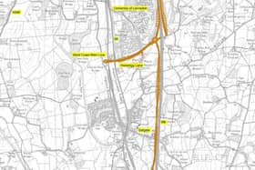 The preferred route of the new South Lancaster link road and Bailrigg Garden Village spine road (image: Ordnance Survey/Lancashire County Council)