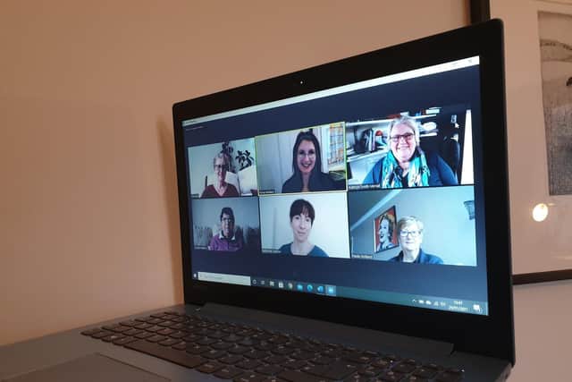 Fylde Counselling Service committee members during an online meeting. Clockwise from top left: Georgia Moon, Fiona Mullany, Kathryn Smith Verral, Ursula Walker, Katherine Carlson, and Paula Holland