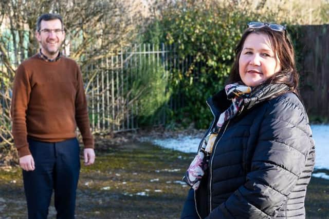 Elliot's mum Catherine Taylor and Empowerment CEO Mike Crowther