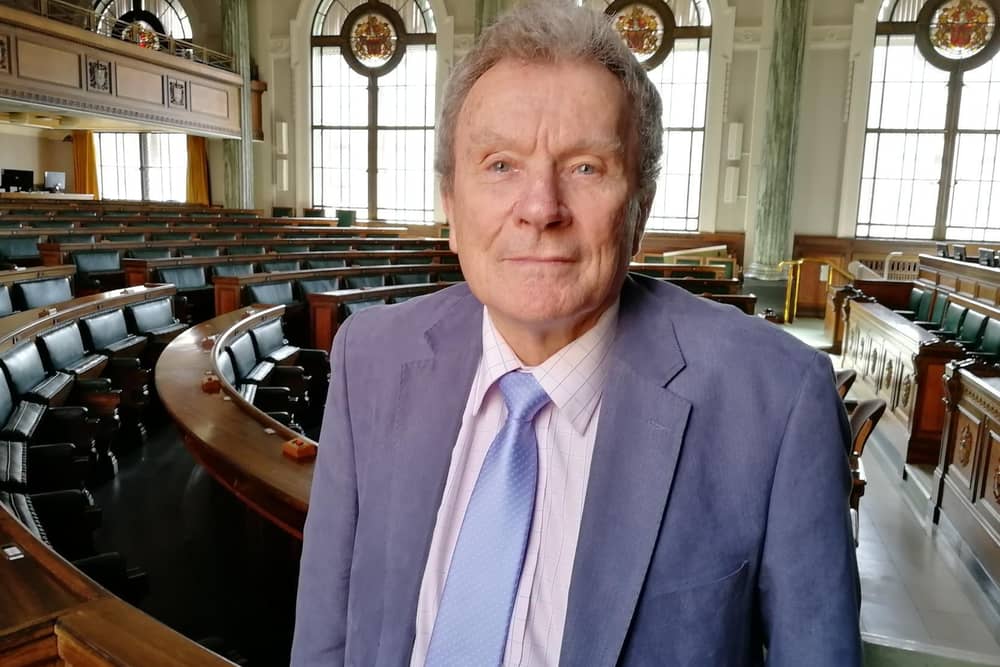 County Cllr Geoff Driver in the chamber at County Hall, where he has been Tory group leader for 13 years and council leader for a total of eight, across two terms of office