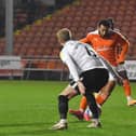 Keshi Anderson scores the only goal in Blackpool's win against Portsmouth in December