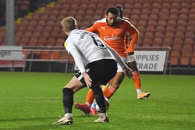 Keshi Anderson scores the only goal in Blackpool's win against Portsmouth in December