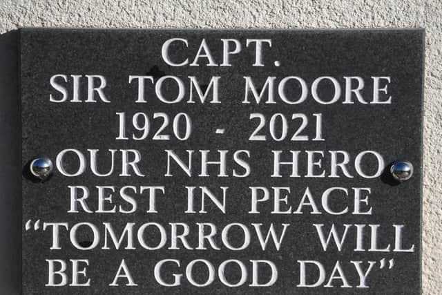 A tribute to Capt Sir Tom Moore at Fylde Memorial Arboretum. Picture: Daniel Martino/JPI Media