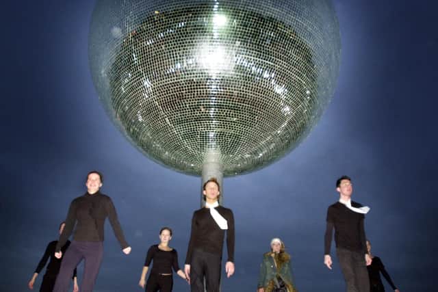 Students from Blackpool and The Fylde College HND Dance group at a special dance in 2002 which  took place underneath the Mirror Ball. It was to claim its place as the world’s largest mirror ball in the Guinness book of records