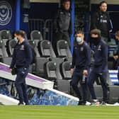 Pompey assistant Joe Gallen stood in for Kenny Jackett, above, who watched on from the stands
