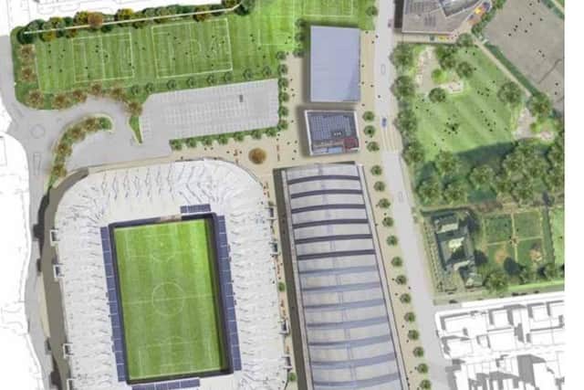 A plan showing potential development at Blackpool FC and off Central Drive
