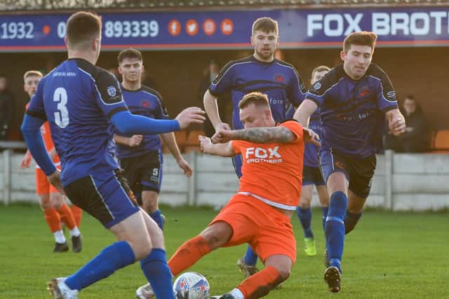 AFC Blackpool in action against Garstang on December 28 - the last day of North West Counties Football League action this season
Picture: ADAM GEE