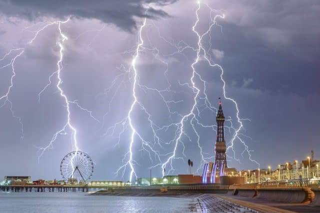 Stephen Cheatley's award-winning lightning shot, taken from South Pier in July 2015.