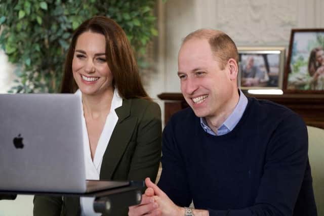 The Duke and Duchess of Cambridge during a video call to people with health conditions about the positive impact of the Covid-19 vaccine
