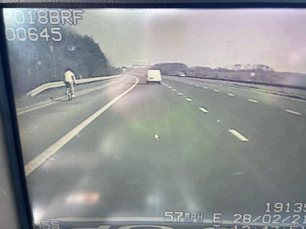 The cyclist was caught on the M55. (Credit: Lancashire Police)