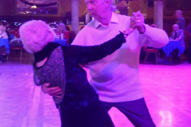 Joan dancing on her 100th birthday at the Blackpool Tower Ballroom