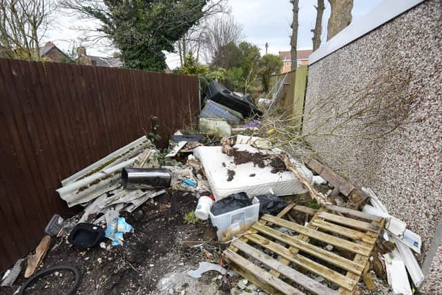 Fly tipping in Thornton.