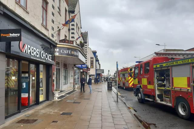 Four fire engines were mobilised to deal with the fire at Vapers' Choice in Victoria Road West at around 10am today (March 9)