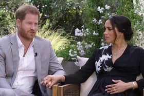 Harry and Meghan during their interview with Oprah Winfrey