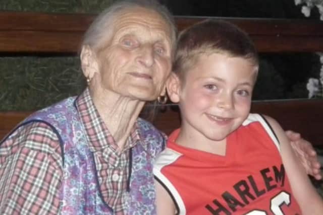 Ethan Scot, from Blackpool, and his great-grandmother Joanna Wszolek