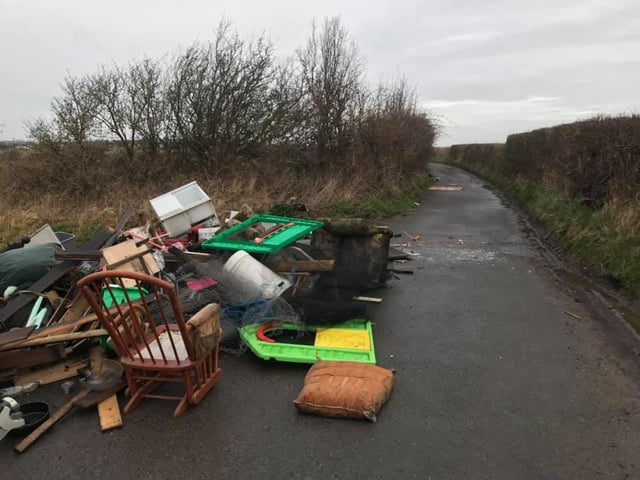 Fly tipping on Wardleys Lane, Hambleton. Photo: Mick Parkinson
