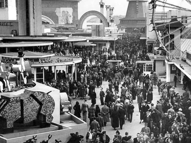 Bank Holiday crowds in 1939 headed for Blackpool Pleasure Beach where the popular attractions were Noah's Ark and the Grand National