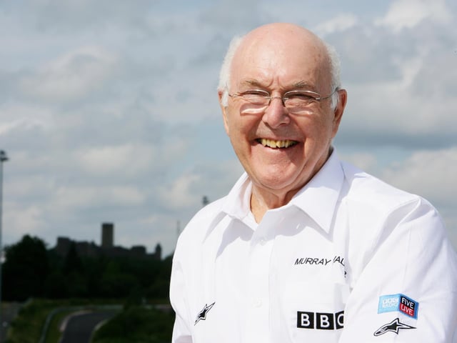 Formula One commentator Murray Walker poses during practice for the European Grand Prix at Nurburgring on July 20, 2007 (Photo by Mark Thompson/Getty Images)