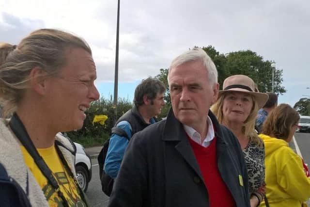 John McDonnell visiting anti-fracking protestors on Preston New Road in 2017