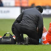 Kevin Stewart suffered an ankle injury during Blackpool's game against Fleetwood on Saturday