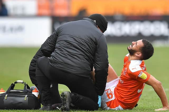 Kevin Stewart suffered an ankle injury during Blackpool's game against Fleetwood on Saturday