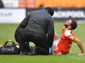 Kevin Stewart suffered an ankle injury during Blackpool's game against Fleetwood on Saturday