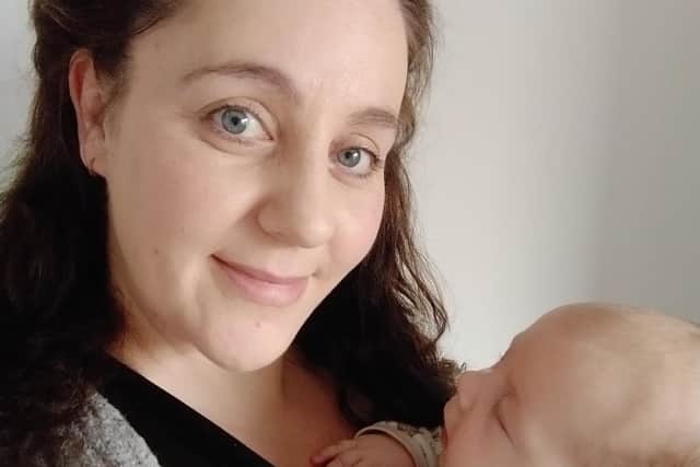 Vicky Spencer is pictured with three-month-old son Xander