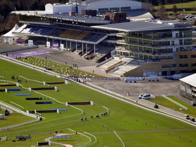 A General view across the course with no crowds from Cleeve Hill during the Sky Bet Supreme Novices' Hurdle on day one of the Cheltenham Festival