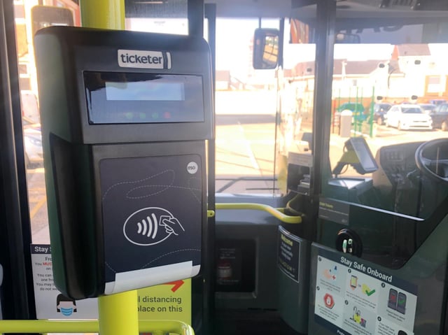 One of the new 'Tap&Go' machines on a Blackpool bus