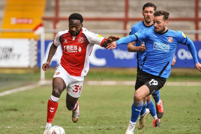 Fleetwood Town's Shayden Morris runs at the Swindon Town defence Picture: Stephen Buckley/PRiME Media Images Limited