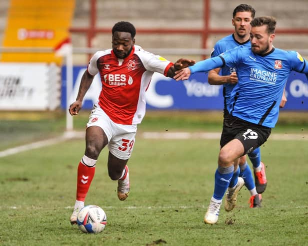 Fleetwood Town's Shayden Morris runs at the Swindon Town defence Picture: Stephen Buckley/PRiME Media Images Limited