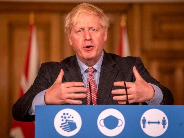 Boris Johnson at a owning Street briefing in 2020