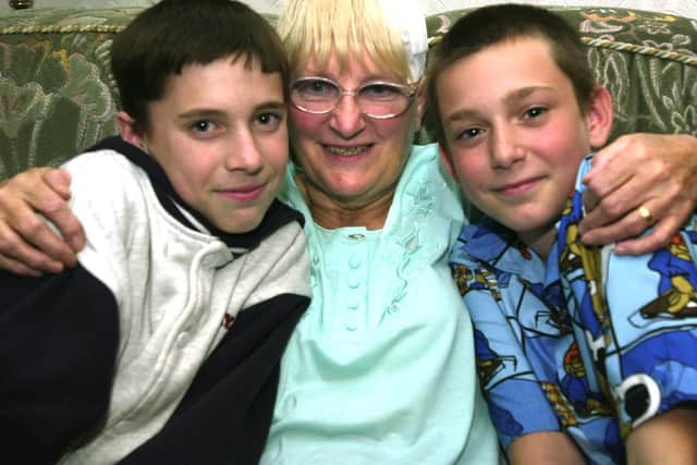 Flashback to 2004 when Margaret Barbour met Ben Craggs (left) and Brett Halshaw. The boys helped rescue Margaret after she suffered a brain haemorrhage falling down a ditch.