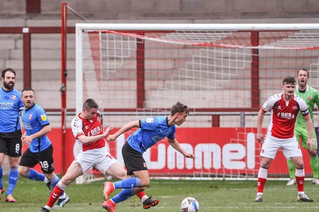 Jordan Rossiter in action for Fleetwood Town during last weekend's home defeat by Swindon Town