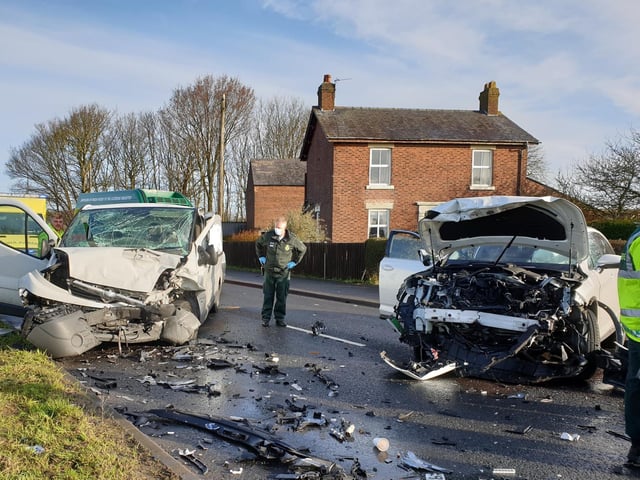 The scene of the crash near the Shell garage and Starbucks in Fleetwood Road (A585), Esprick this morning (Wednesday, March 24)