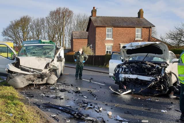 The scene of the crash near the Shell garage in Fleetwood Road (A585), Esprick on Wednesday morning (March 24)
