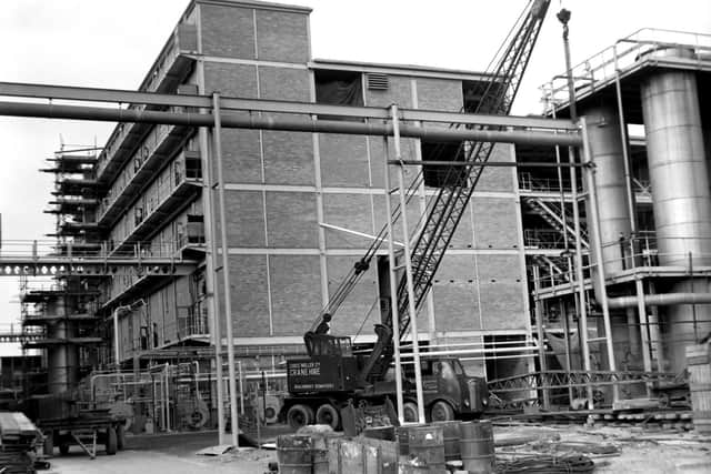 Construction work at the United Kingdom Energy Authority Springfields site at Salwick in 1960