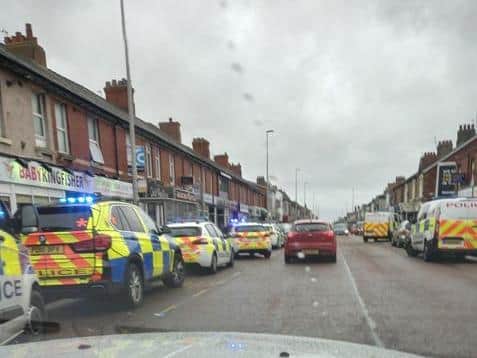 Police at the scene in Highfield Road, Blackpool at around 5pm yesterday (Sunday, March 28). Pic: Simon Mitchell