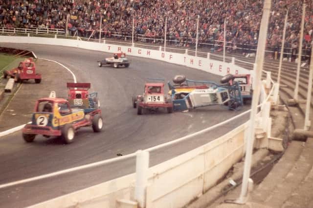 Stock car racing at Odsal in the 1980s - the sport is set to return to the venue in May after a 24-year absence thanks to St Annes' Steve Rees
Picture: COLIN CASSERLEY