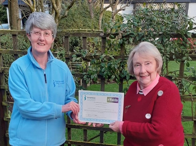 Soroptimist International Acting President, Christine Fairhurst, with Jo Darbyshire