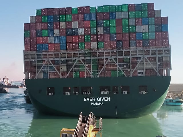 The Ever Given was trapped in the Suez Canal for a week.