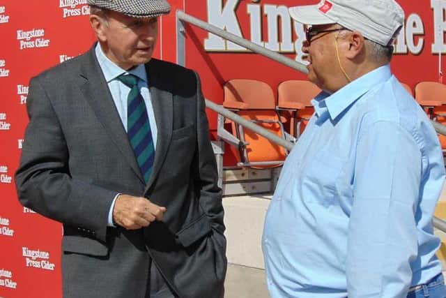 Cheung Chi Doy with Jimmy Armfield in 2016. Picture from Blackpool FC