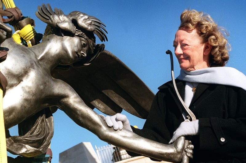 The dream of Fisherman's Friend founder Doreen Lofthouse became reality when the statue of Eros was mounted on its plinth. The statue was put in place to act as a welcome to Fleetwood, located as it is in the middle of a roundabout on Amounderness Way.