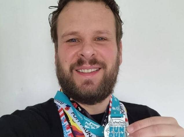 Ian Lindsey, 40, who works for Beaverbrooks the Jewellers,  raised money for Trinity Hospice with the Virtual Beaverbooks Blackpool 10k Fun Run