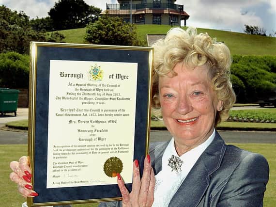 Calls have been made for a monument to be established for Doreen Lofthouse,who was granted the Freedom of the Borough of Wyre and awarded the OBE