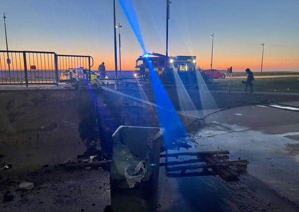 Vandals reportedly set fire to a bin and pallets at the skatepark in Jubilee Gardens. (Credit: Lancashire Police)
